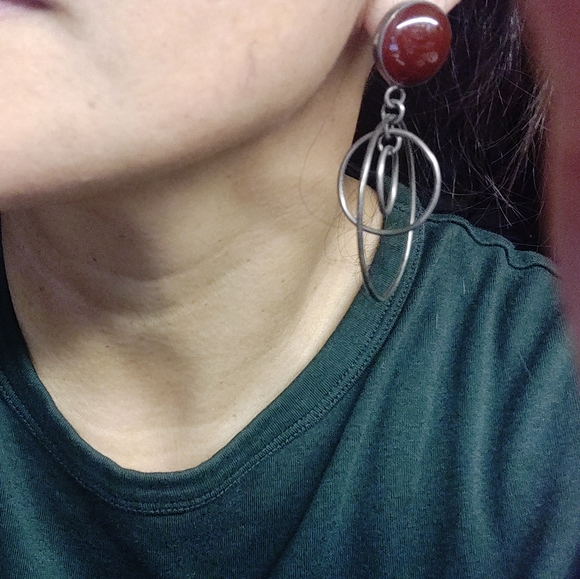 Vintage Hoop Dangling Sterling Silver Earrings - Picture 4 of 4